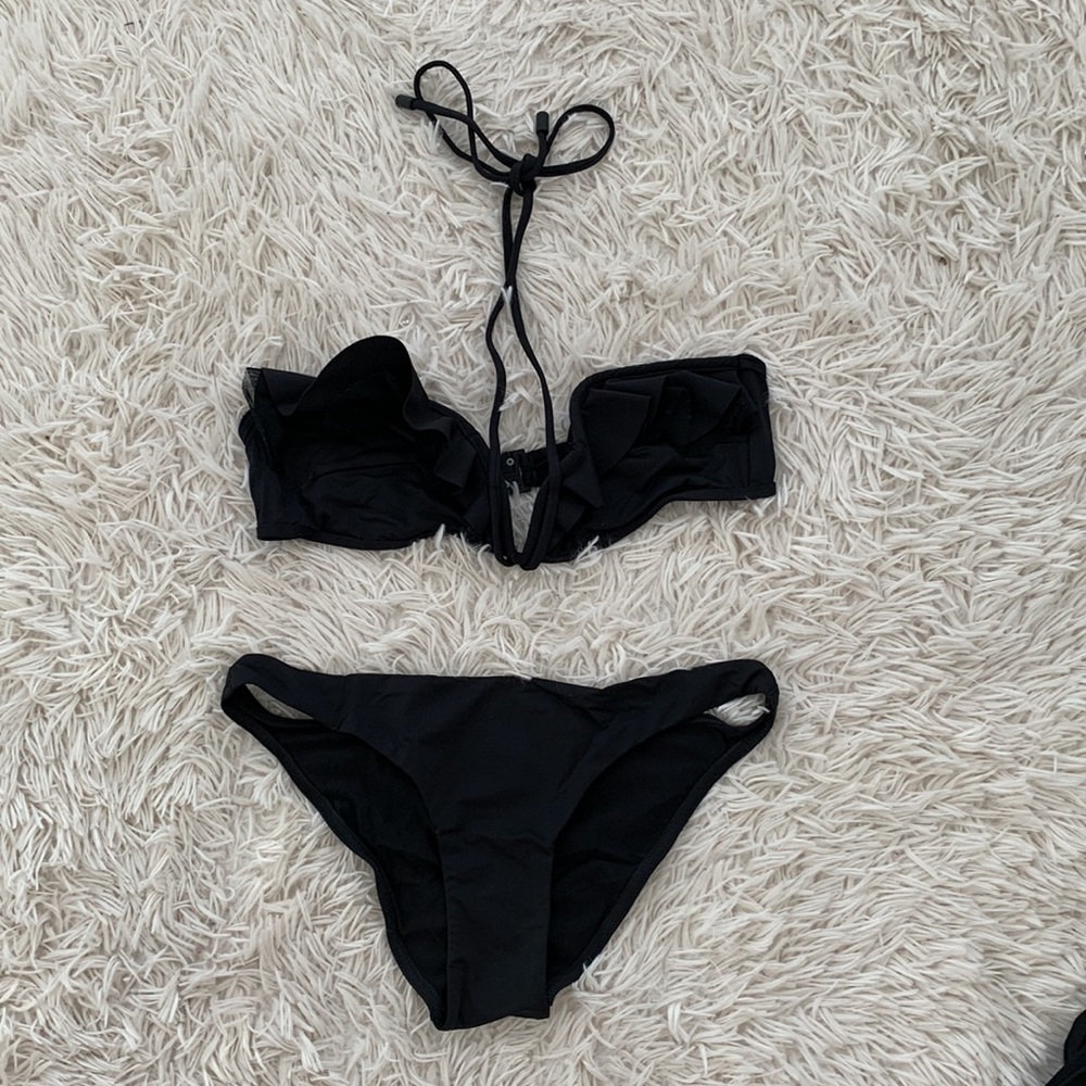 zimmermann honour circular frill black bikini top and bottom - Picture 1 of 8